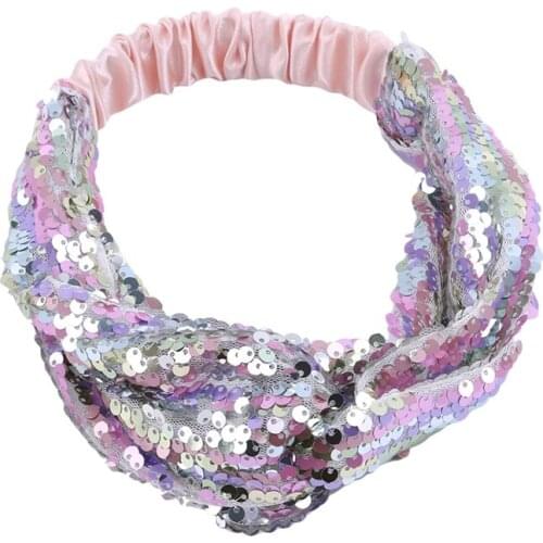 Sequin Headbands Mermaid Reversible Sequins Headband Elastic Stretch Sparkly Glitter Fashion Headbands Non Slip Velvet Lined