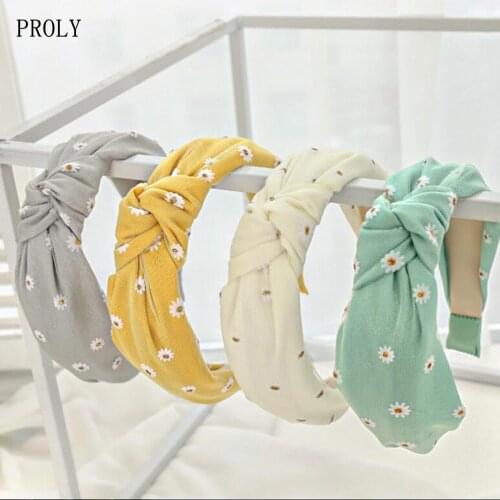 PROLY New Fashion Women Headband Fresh Color Hairband Center Knot Turban Casual Headwear Adult Hair Accessories Summer
