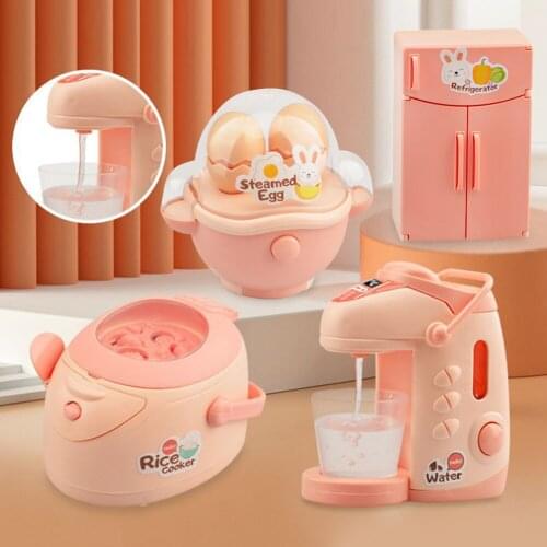 Pink Simulation Household Appliances Toy Children Pretend Play Kitchen Refrigerator Rice Cooker Kitchenware Play House Game Toys