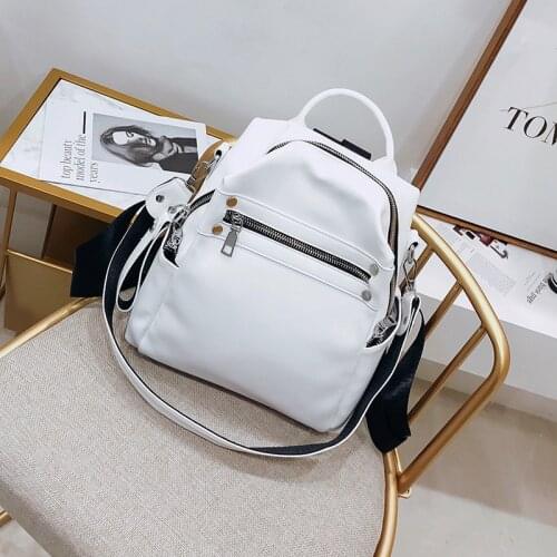 RanHuang New 2021 Fashion Womens Small Backpack High Quality Pu Leather Shoulder Bags Teenage Girls Travel Bags White Backpack