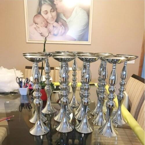 Silver Candle Holders 50cm/32cm Flower Stand Flowers/Floor Vase Candlestick Metal Candelabra Wedding/Table Centerpieces 02