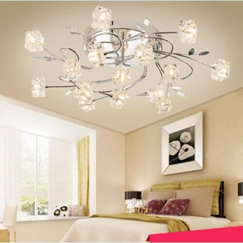 Modern Chrome Metal Led Ceiling Chandelier Lights Lustre Crystal Dining Room Led Chandeliers Lighting Bedroom Chandelier Fixture