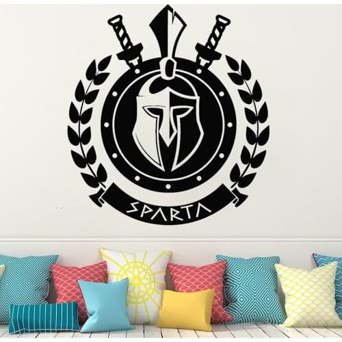 Spartan Fighter Wall Sticker Ancient Greece Decal Helmet Warrior Shield Home Decor Military Stickers Vinyl Removable Ru-390