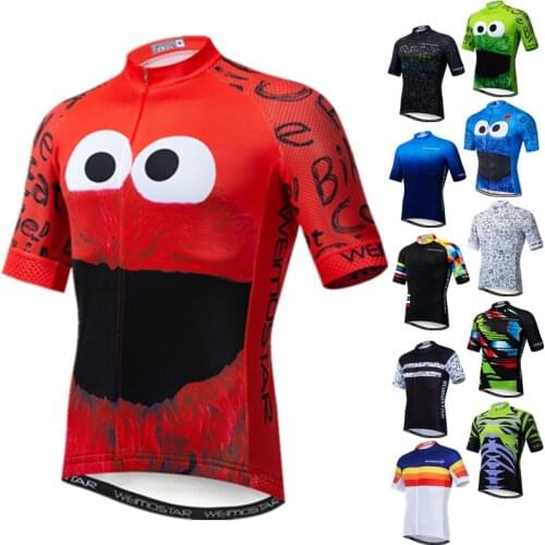 Weimostar eat Cookie Cycling Jersey Men Short Sleeve Cycling Clothing Summer MTB Bike Jersey Tops Racing Sport Bicycle Shirt