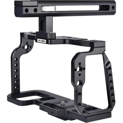 Yelangu Camera Rig Cage for BMPCC 4K 6K Blackmagic Design Pocket Cinema Black Magic Camera with Quick Shoe Plate and Top Handle