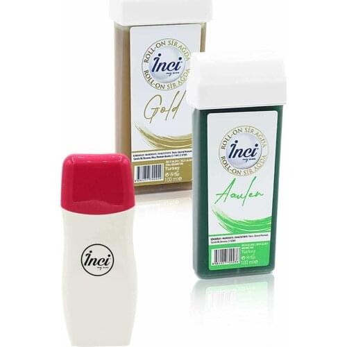 Pearl green and gold cartridge roll on depilatory 2 PCs + roll on depilatory heating machine, filling in the network, depilation, sugar-free wax, hair removal