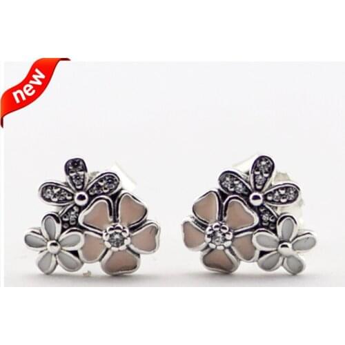 CKK Silver 925 Jewelry Stud Earrings Poetic Blooms, Mixed Enamels For Women Sterling Silver Earrings Anniversary Gift