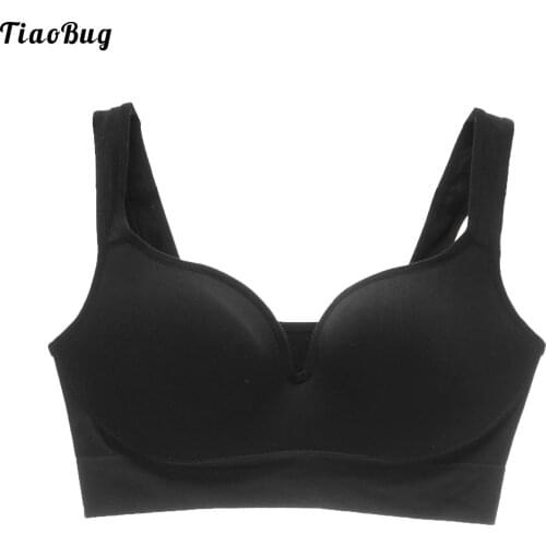 TiaoBug Women Pure Color Padded Three-Quarter Cup Bras U Shape Open Back Without Rims Shockproof Gym Yoga Running Sport Bras Top