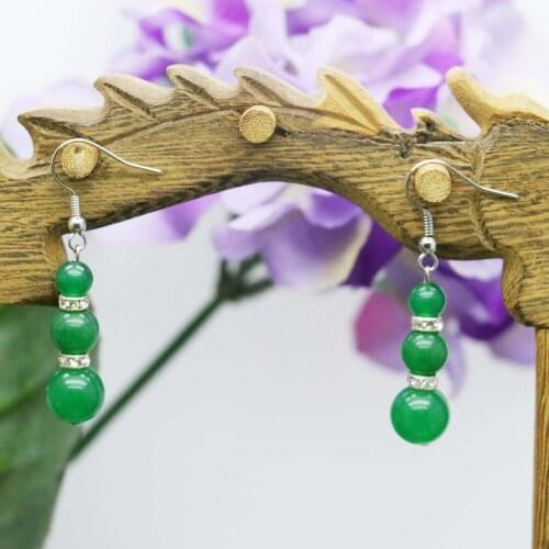 10 Ethic style 3layers Green Chalcedony stone beads Earrings gifts for women girls ladies Earbob Eardrop jewelry making design