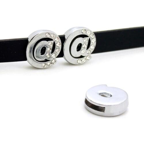 10pcs/lot Internal Dia 8mm Crystal @ Slide Charm DIY Accessories fit 8mm wide belt pet collar