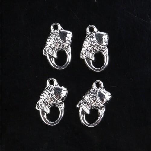 Tibetan Silver Color, 10PCS Zinc Alloy Carp-shaped Metal Pendant, Charms for Jewelry Making, Handmade DIY Earring Accessories