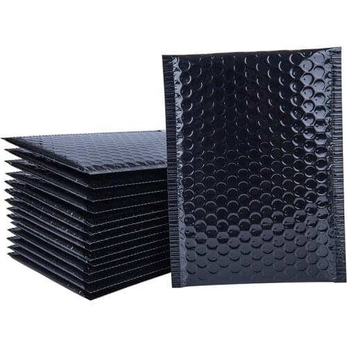 10Pcs Bubble Mailer Bright Black Shipping Packaging Bags Aluminum Foil Bubble Envelopes Bag Shockproof Gift Courier Bag