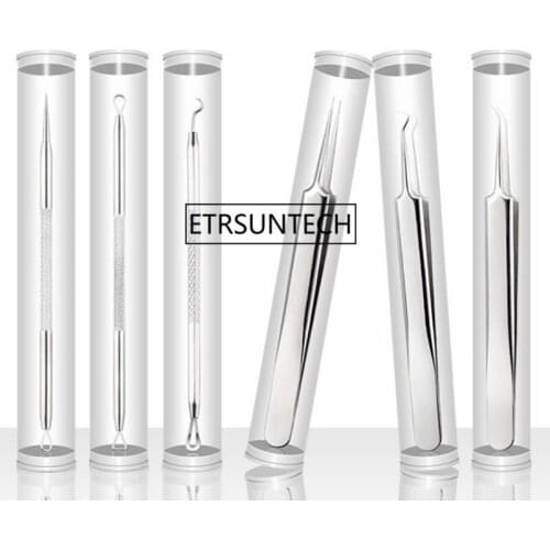 100pcs Professional Acne Needle Tweezers Kit Blackhead Pimples Removal Pointed Bend Face Care Tool F1705