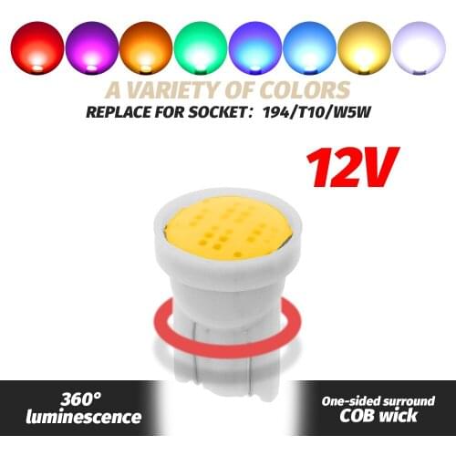 100pcs Newest W5W Led T10 Car Light COB 10smd Glass 6000K White Auto Automobiles License Plate Lamp Dome Read DRL Bulb Style 12V