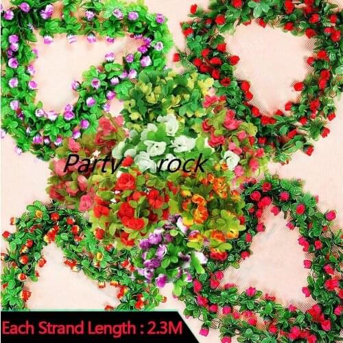 2.3m 7.5ft Artificial Rose Flower Ivy Vine Leaf Garland Wedding Party Home Decor Christmas brithday indoor outdoor decorations
