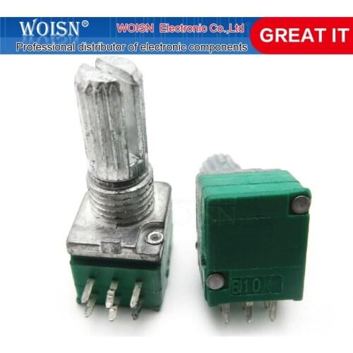 2pcs/lot RK097G 5K 10K 20K 50K 100K 500K B5K with a switch audio 6pin shaft 15mm amplifier sealing potentiometer In Stock