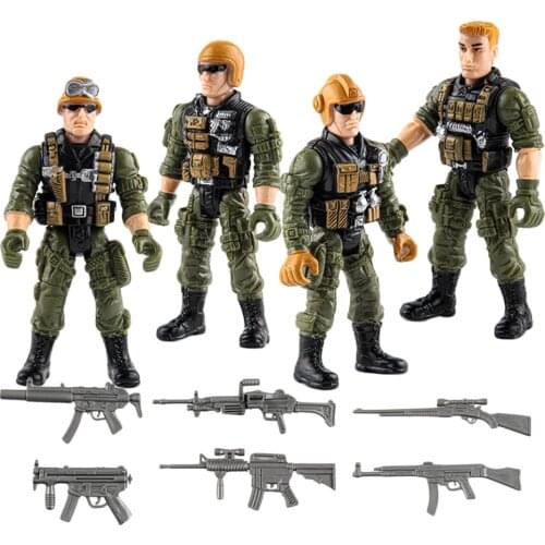 4PCS Moveable Joints Soldiers Figures Playset Scene Layout Collections