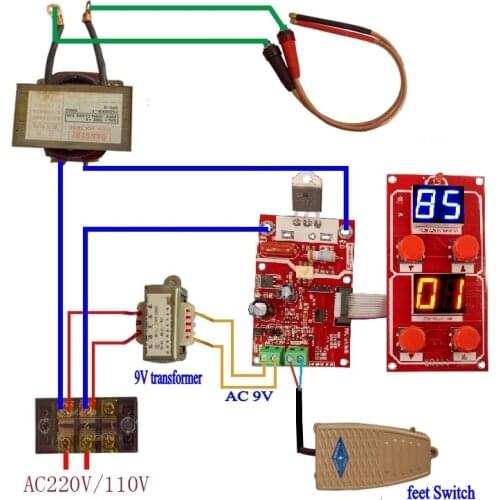 NY-D04 100A Dual Display Spot Welding Machine Transformer Controller Control Panel Board Adjust Time Current