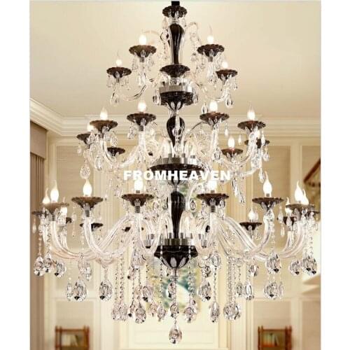 Free Shipping Crystal D125cm H150cm 24 Arms E14 Royal Crystal Chandelier Hotel Pendant Modern Crystal Chandelier 100% Guaranteed