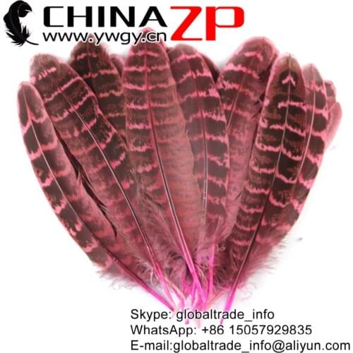 CHINAZP Factory 100pcs/lot Hand Secect Dyed Pink Ringneck Hen Pheasant Round Quill Wing Feathers for Home Decor
