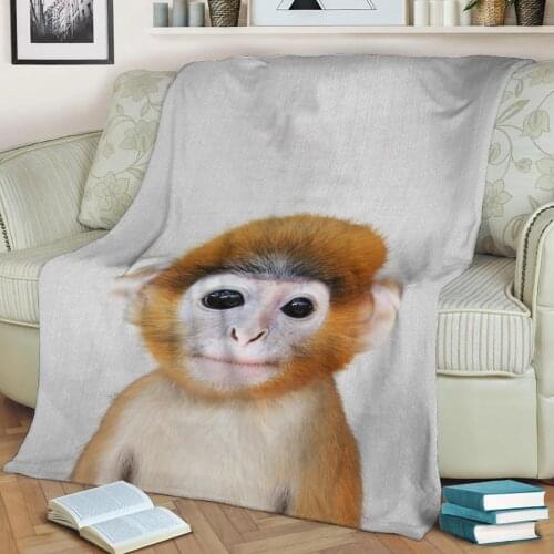 Baby Monkey Colorful Flannel Throw Blanket 3D Printed Keep Warm Sofa Child Blanket Home Decor Textiles Dream Family Gift