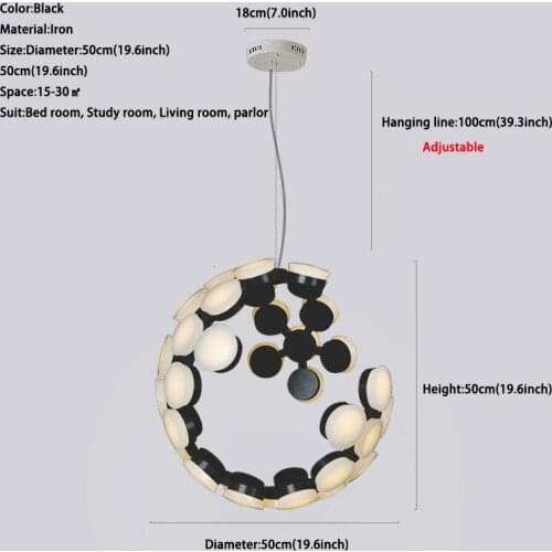 Design Modern Nordic Aluminum Acrylic Moon Chandelier Light Fixtures LED Lights Lighting Kit for Living Room Home Decor Lamp