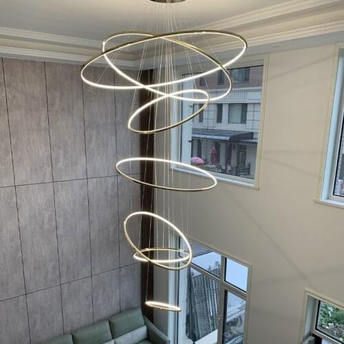 Duplex building light luxury chandelier villa living room chandelier modern minimalist style circular staircase chandelier
