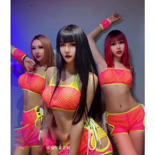 Jungle party nightclub bar female singer dance team stringed net clothes banded bikini costumes