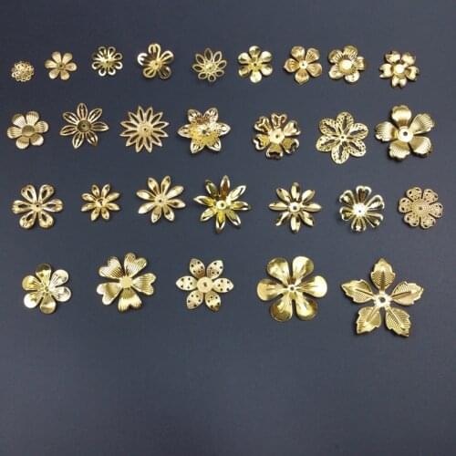 Metal Filigree Flowers Torus, bottom, flower cap Charms Setting Jewelry DIY Components Receptacle