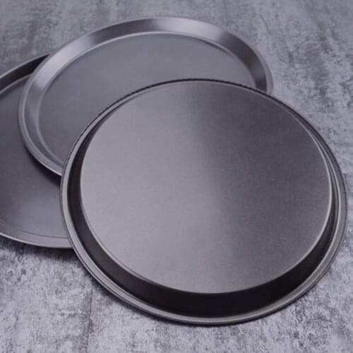 1pc Pizza Plate Pan 9/10/12/13/14 inch Round Shallow Dish Pizza Pan Carbon Steel Non-stick Pizza Pies Mold DIY Baking Tray Mould