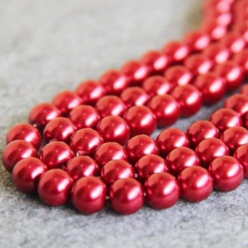 Hot sale beautiful 10mm bright red Shell Glass Round beads DIY women loose beads 15inch 2pc/lot Jewelry making design wholesale