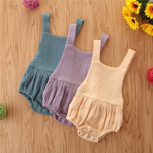 Newborn Infant Baby Girls Romper Cotton Linen Infant Clothes