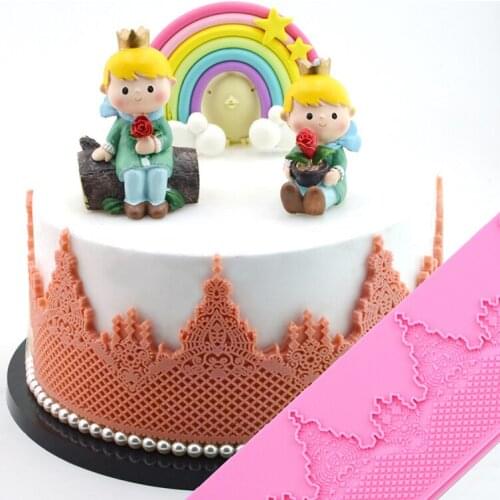 Minsunbak New Thick Type Crown Lace Silicone Fondant Mold Lace Mat Sugarcraft Cake Edge Decoration Tool