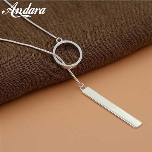 Fashion Simple 925 Sterling Silver Necklace Tassel Dress Woman Jewelry Gift