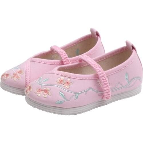 Spring Summer Girls Embroidered Shoes Retro National Style Thousand Layers Soft Childrens Kids Elastic Band Moccasin Loafers