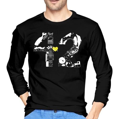 Men Hitchhiker Guide To The Galaxy 42 Crewneck Custom Print Long Sleeve Under Shirt Rock Style T Shirt Men Birthday Gift