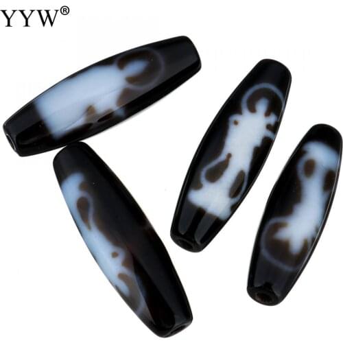 Natural Tibetan Stone Dzi Beads Oval AAA Grade Kuanyin Double-sided & Two Tone Fit Bracelet DIY Fashion Jewelry Gift Men Women