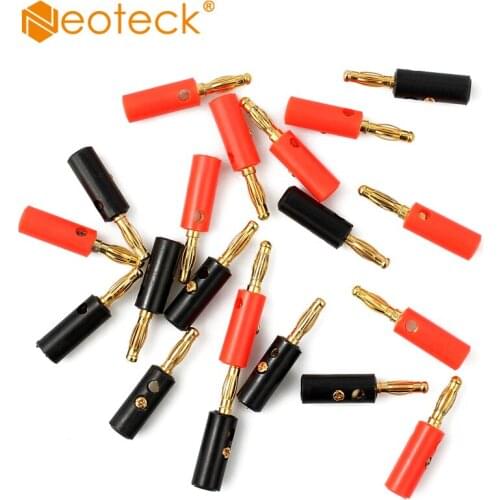 Neoteck 20 PCS Banana Speaker Cable Plugs Connector Red Black Plated Musical Speaker Cable Wire Pin Connector Adapter