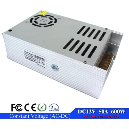 New Arrival DC 12V Power Supply 50A 600W LED Driver Transformer 220V 110V Ac To Dc USP For LED Strip Light CNC 3D Printer Motor