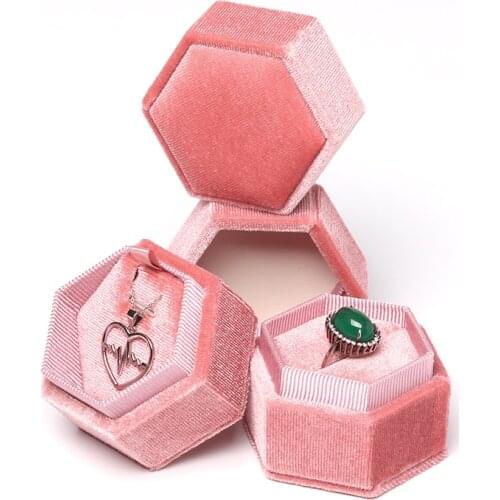 New Pink Heaven And Earth Cover Gold Velvet Jewelry Ring Pendant Necklace Packaging Gift Box Built-in Linen Card Slot For Women