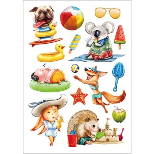 Nu-TATY Cartoon pattern Beach animals child temporary tattoo sticker Flash , Waterproof Fake Tatoo Henna Wall Sticker
