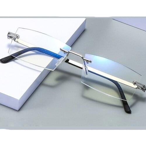 Elbru Anti-blue Light Diamond Trimming Half Frame Reading Glasses Spring Leg Comfortable Presbyopic Glasses +1.0 to +4.0