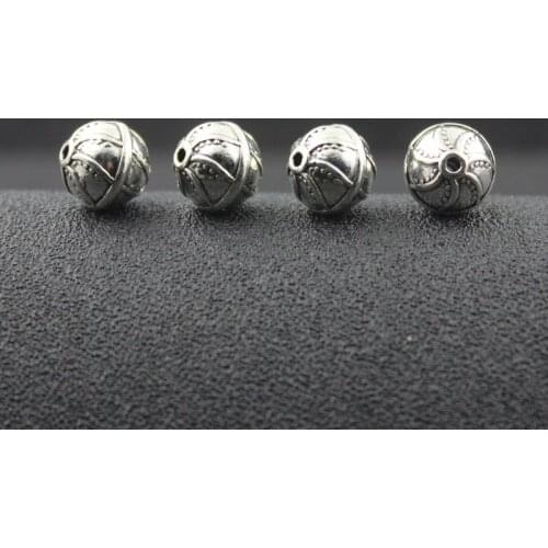 Wholesale Metal Beads Alloy Ball Carved Flower Pave Charms Jewelry Bracelets Findings 20pieces/lot ZA1497