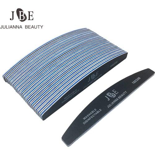 25pcs/lot 180/240 Grits Nail Sanding File Buffing Polish Block Half Moon Nail Polishing Files Pedicure Manicure Nail Salon Tools
