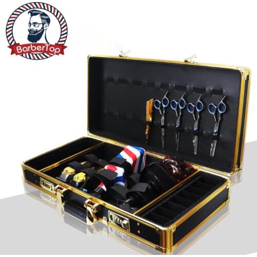 Professional Gold Aluminum Barber Tool Box Salon Hairdressing Accessories Atorage Case Carrying Box Suitcase Tool Travel Case