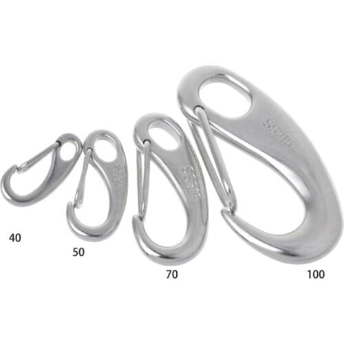 Boat Marine Stainless Steel Egg Shape Spring Snap Hook Clip Quick Link Carabiner