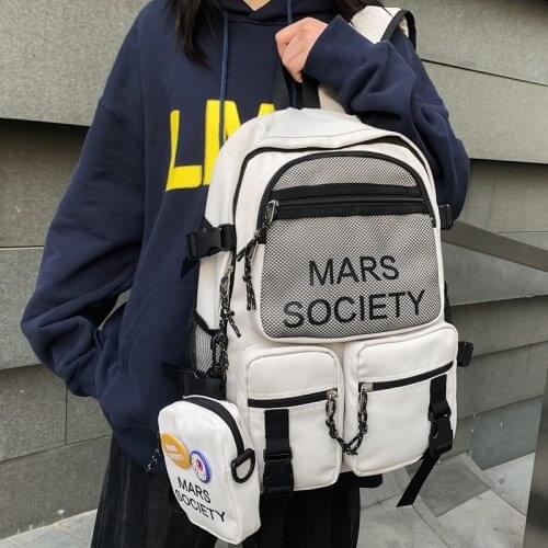 New Two-piece Quality Backpack Women Multiple Pockets Waterproof School Bag Black White Shoulder Bags For Teenage Girl Mochila