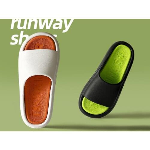 Summer Women Slippers Runway Shoes Outside EVA Outdoor Slides Men Flip Flops Thick Sole Non-slip Beach Pool Sandals Indoor Bath