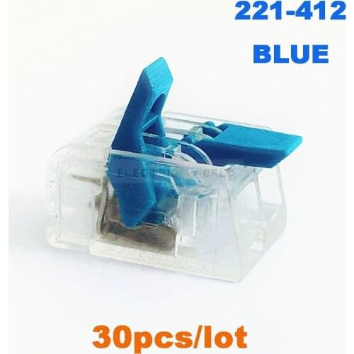 Wire Connectors waterproof connector cable terminals block plug-in connector 221-412 blue color mini fast wire Cable Connector