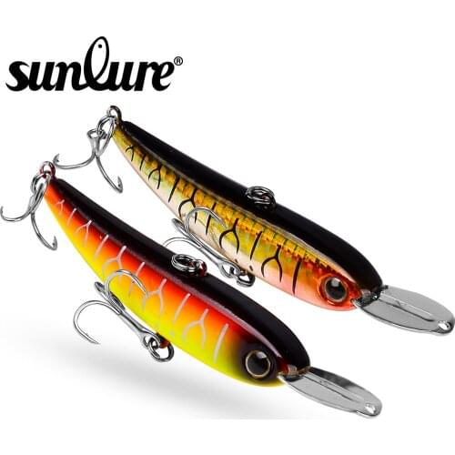 Sunlure 1PC Minnow 10cm-3.94"/21.5g-0.76oz Artificial Bass Fishing Lure Baits 6# BKB Hook Hard Wobblers Tackle